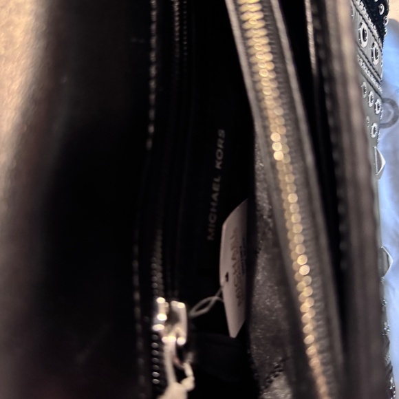 Michael Kors Whitney Studded Leather Shoulder Bag - Black - Picture 8 of 15